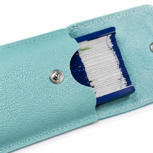 FUNDA PARA ABANICO DE 23 CM CON SOLAPA Y CIERRE BROCHE EN PIEL - AQUA