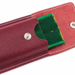 FUNDA PARA ABANICO DE 23 CM CON SOLAPA Y CIERRE BROCHE EN PIEL - CEREZA