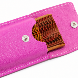 FUNDA PARA ABANICO DE 23 CM CON SOLAPA Y CIERRE BROCHE EN PIEL - ROSA