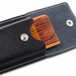 FUNDA PARA ABANICO DE 23 CM CON SOLAPA Y CIERRE BROCHE EN PIEL - NEGRO