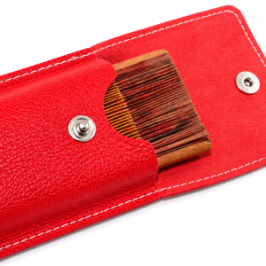 FUNDA PARA ABANICO DE 23 CM CON SOLAPA Y CIERRE BROCHE EN PIEL - ROJO