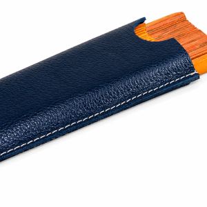 FUNDA PARA ABANICO DE 23 CM SIMPLE ABIERTA EN PIEL - AZUL