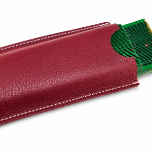 FUNDA PARA ABANICO DE 23 CM SIMPLE ABIERTA EN PIEL - CEREZA