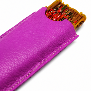 FUNDA PARA ABANICO DE 23 CM SIMPLE ABIERTA EN PIEL - ROSA