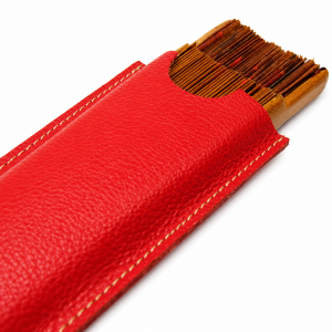FUNDA PARA ABANICO DE 23 CM SIMPLE ABIERTA EN PIEL - ROJO