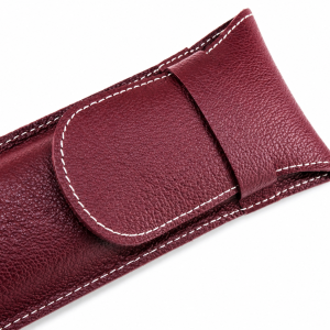 FUNDA PARA ABANICO DE 23 CM CON SOLAPA Y PASADOR EN PIEL - CEREZA