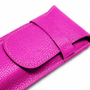 FUNDA PARA ABANICO DE 23 CM CON SOLAPA Y PASADOR EN PIEL - ROSA