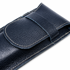 FUNDA PARA ABANICO DE 23 CM CON SOLAPA Y PASADOR EN PIEL - AZUL