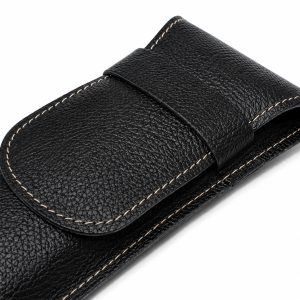 FUNDA PARA ABANICO DE 23 CM CON SOLAPA Y PASADOR EN PIEL - NEGRO