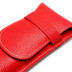 FUNDA PARA ABANICO DE 23 CM CON SOLAPA Y PASADOR EN PIEL - ROJO